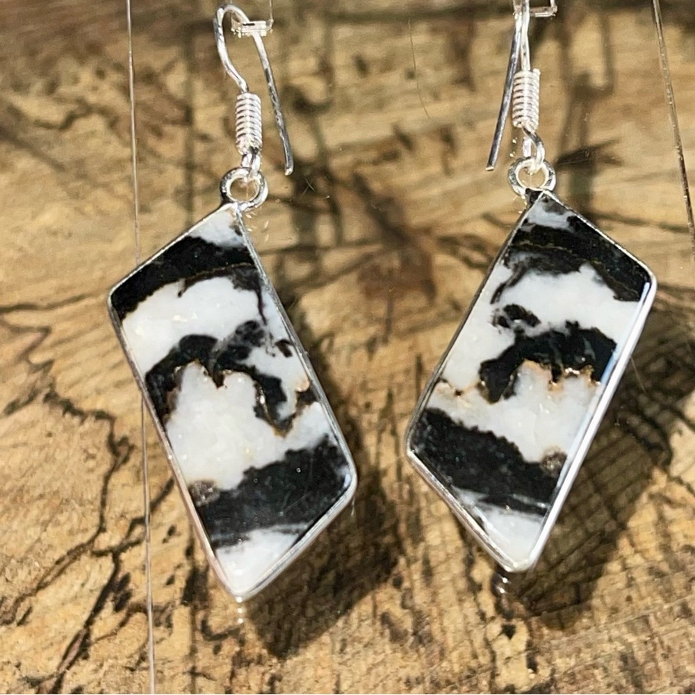 White Buffalo Turquoise Earrings 2” - Picture 9 of 13